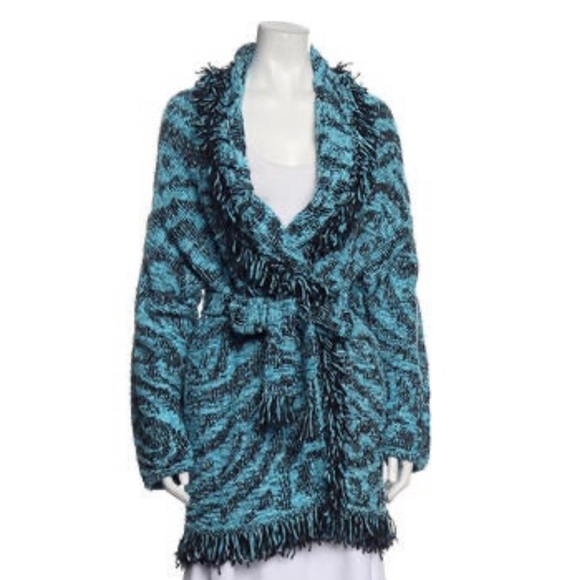 NWOT Alanui Tiger Jacquard Wrap Cardigan - Picture 1 of 4